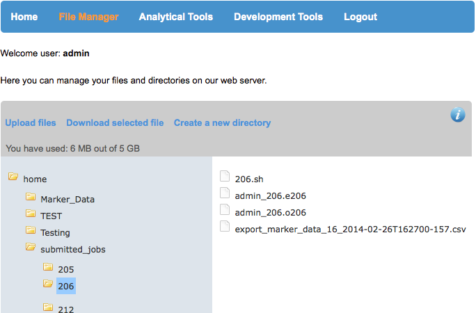 KDCompute - File Manager example with an open completed job folder