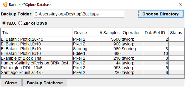 Backing Up a Database to a Local Device
